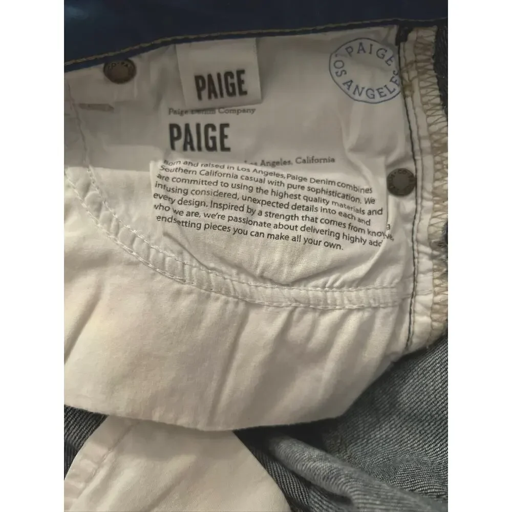 Women's Paige Premium Denim Shorts Mid Rise Raw Hem Relaxed Boyfriend SZ 25